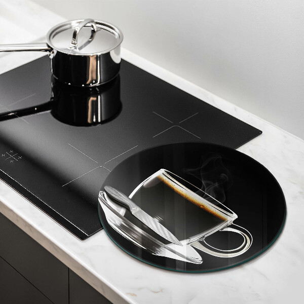 Cutting board A glass of hot coffee