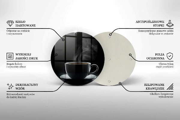 Cutting board Hot cup of coffee