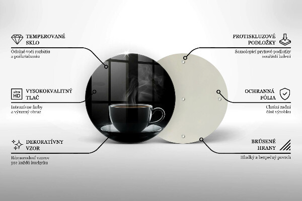 Cutting board Hot cup of coffee