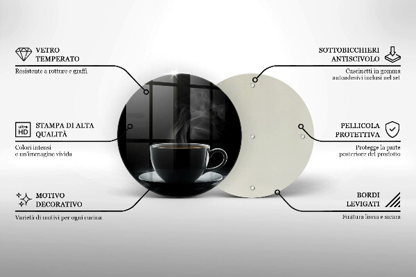 Cutting board Hot cup of coffee