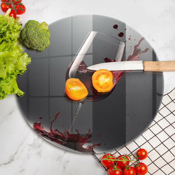 Cutting board Red wine in a glass
