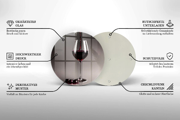 Cutting board Glass and grapes