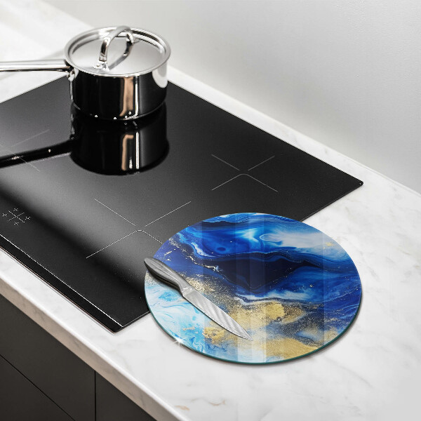 Cutting board Blue marble and gold