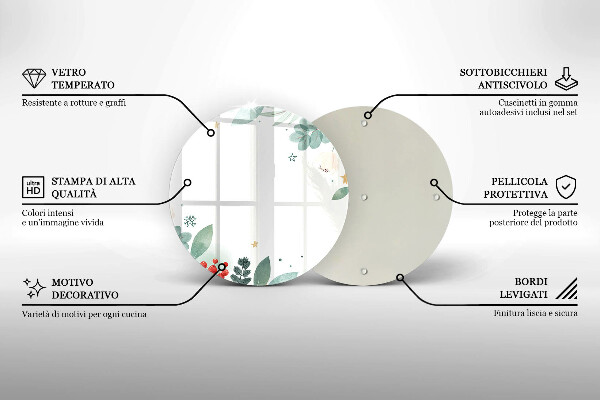 Glass worktop saver Watercolors leaves