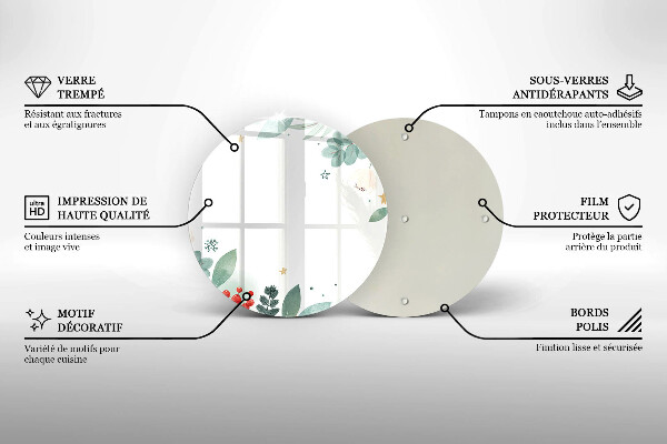 Glass worktop saver Watercolors leaves