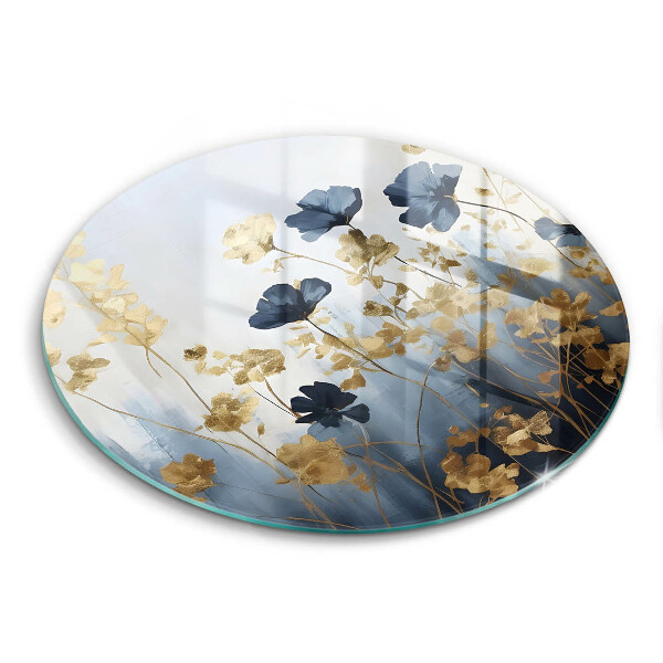 Cutting board Blue and golden flowers