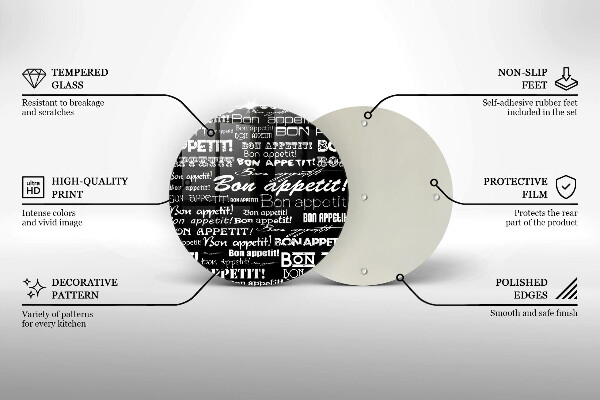 Glass worktop saver Kitchen text Bon Appetit