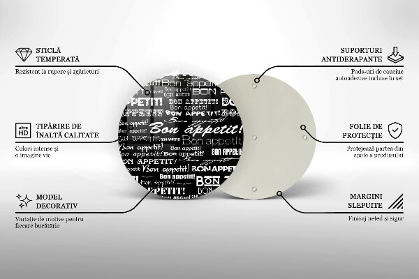 Glass worktop saver Kitchen text Bon Appetit