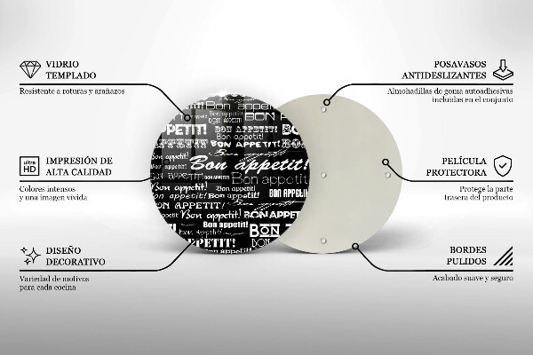 Glass worktop saver Kitchen text Bon Appetit