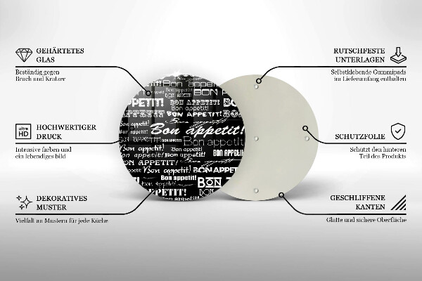 Glass worktop saver Kitchen text Bon Appetit