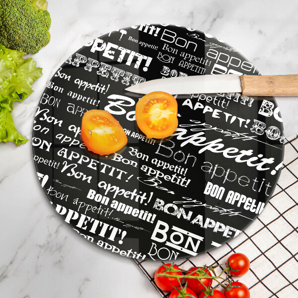 Glass worktop saver Kitchen text Bon Appetit