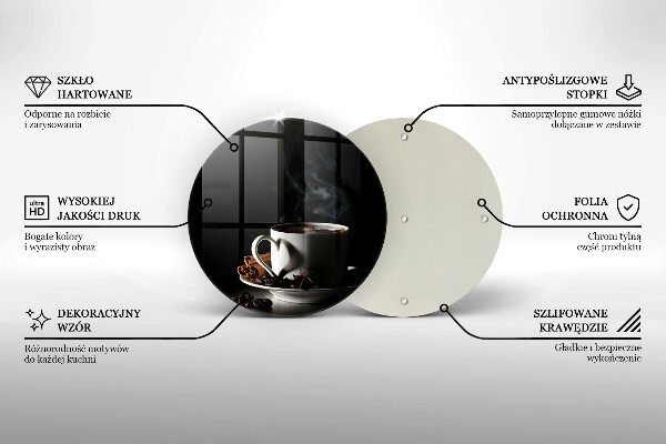 Glass worktop saver A cup of hot coffee