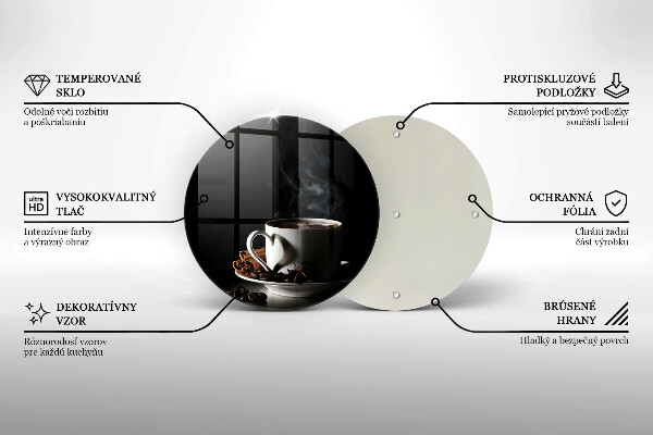 Glass worktop saver A cup of hot coffee
