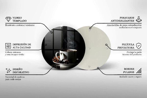 Glass worktop saver A cup of hot coffee