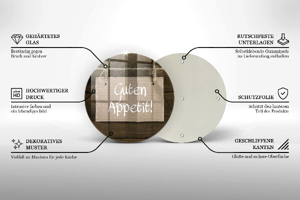 Glass worktop saver GUTEN APETIT inscription boards