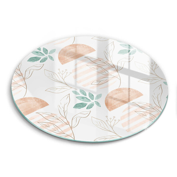 Glass worktop saver Boho pattern leaves