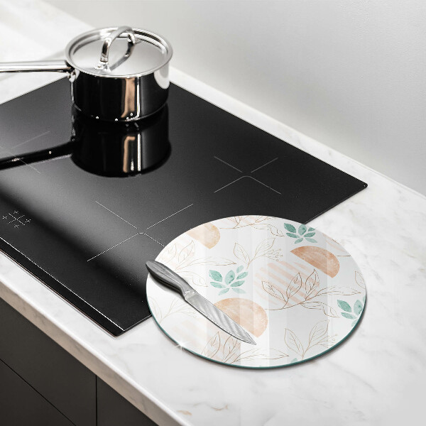 Glass worktop saver Boho pattern leaves