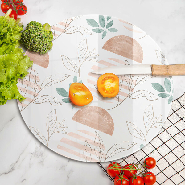 Glass worktop saver Boho pattern leaves
