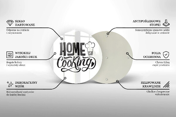 Glass worktop saver Home Cooking inscription