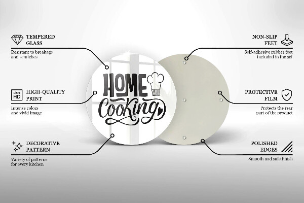 Glass worktop saver Home Cooking inscription