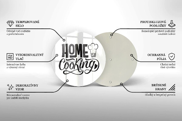 Glass worktop saver Home Cooking inscription