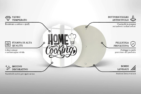 Glass worktop saver Home Cooking inscription