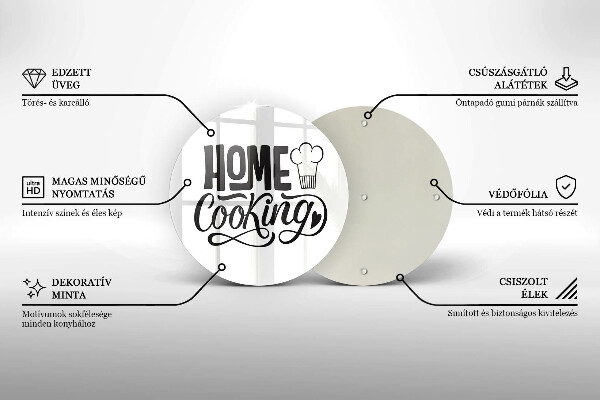 Glass worktop saver Home Cooking inscription