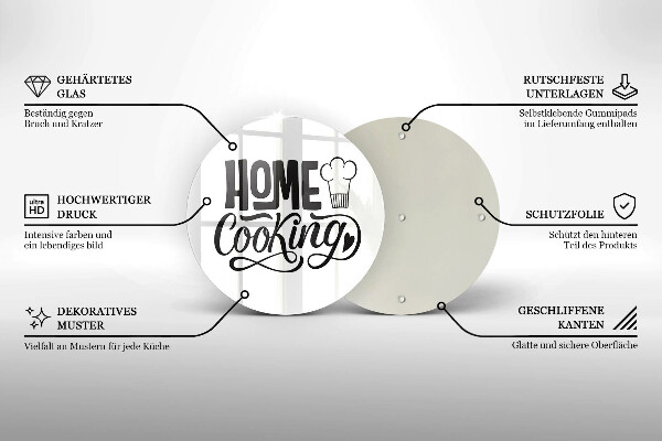 Glass worktop saver Home Cooking inscription