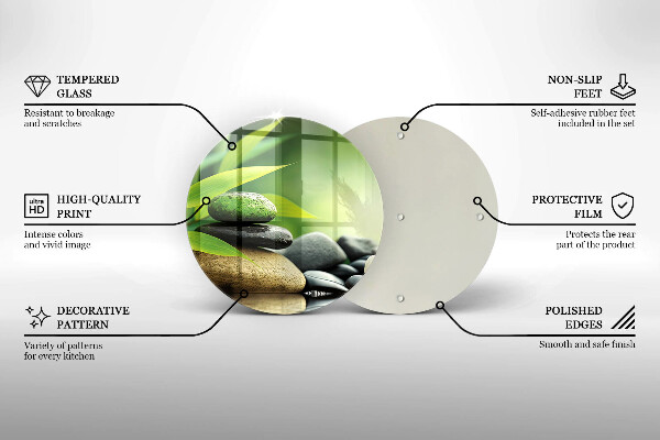 Cutting board Zen bamboo stones