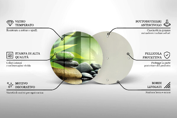 Cutting board Zen bamboo stones