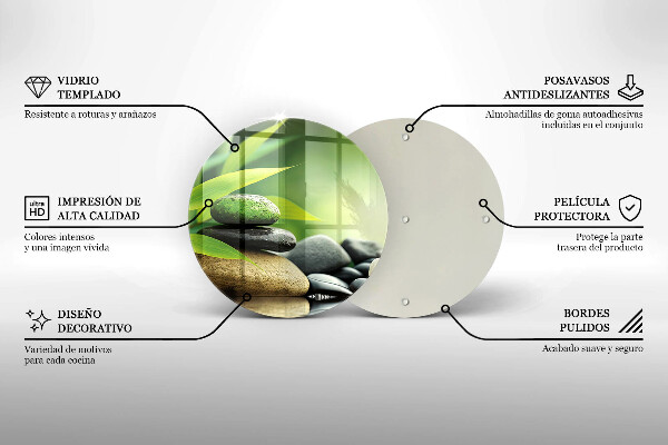 Cutting board Zen bamboo stones