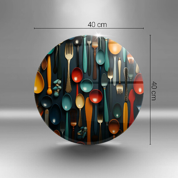 Cutting board Colorful spoons and forks