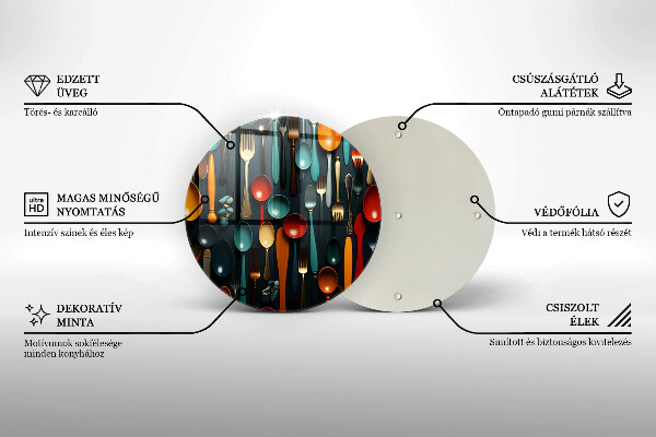 Cutting board Colorful spoons and forks