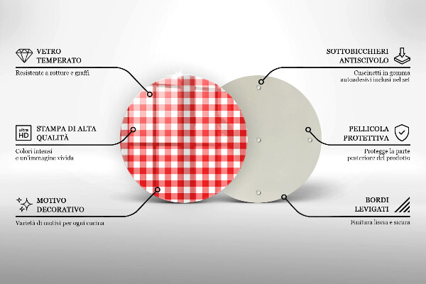 Chopping board Red white grille
