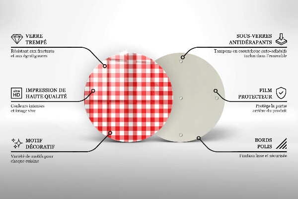 Chopping board Red white grille