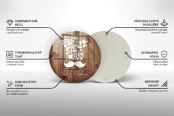 Chopping board glass Inscription and like cooking