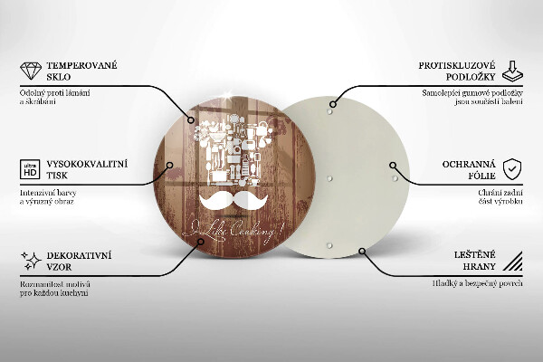 Chopping board glass Inscription and like cooking