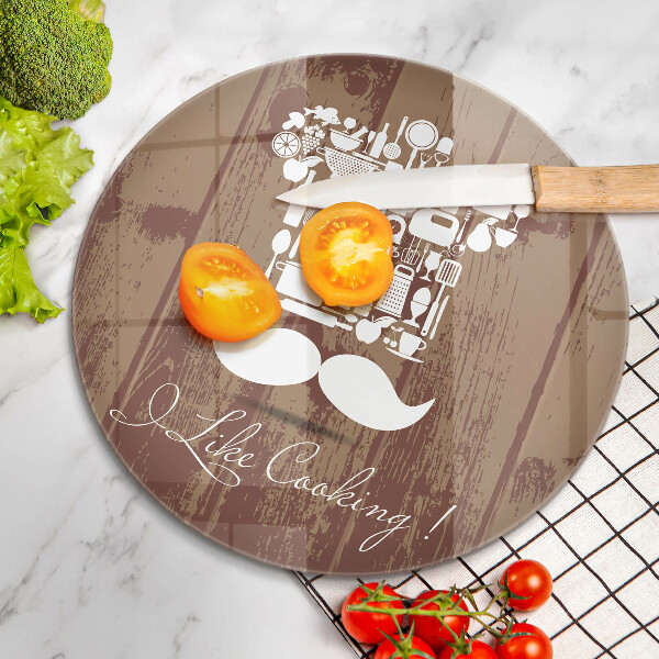 Chopping board glass Inscription and like cooking