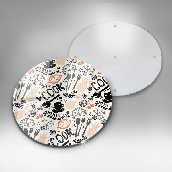 Chopping board glass Drawing kitchen theme