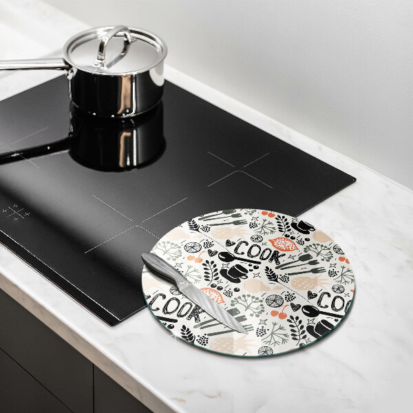 Chopping board glass Drawing kitchen theme