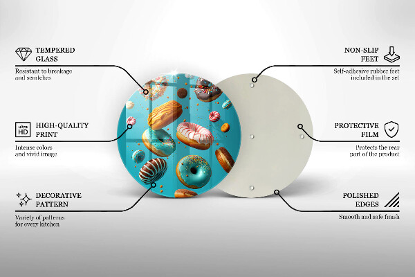 Chopping board glass Colorful donuts