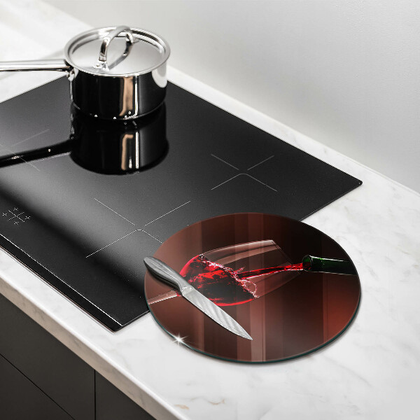 Chopping board glass A glass of wine