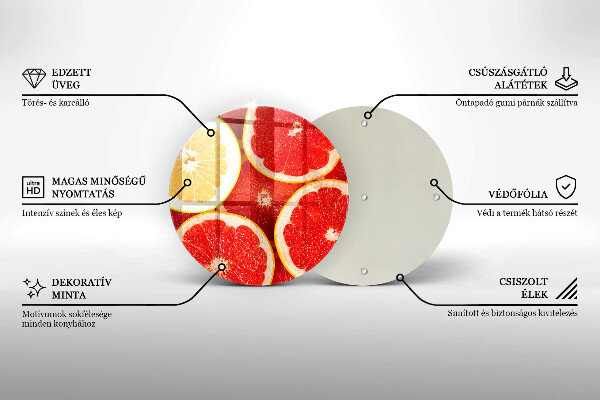 Chopping board glass Grapefruit slices