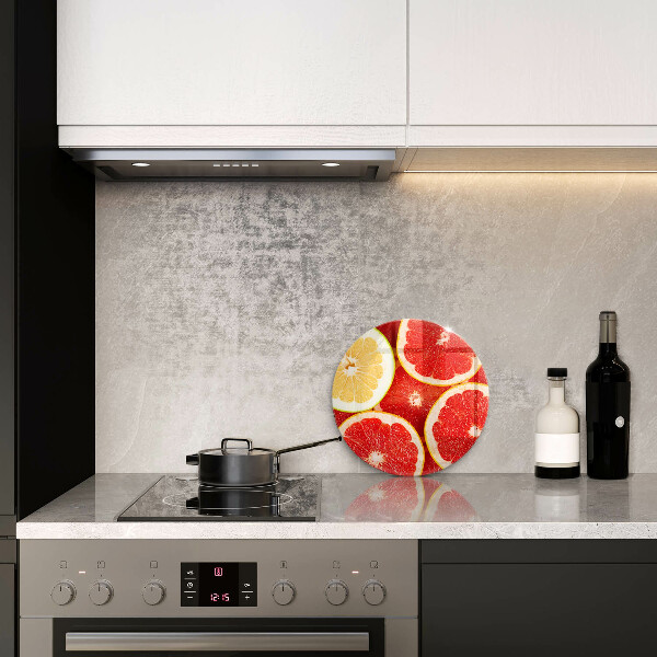 Chopping board glass Grapefruit slices