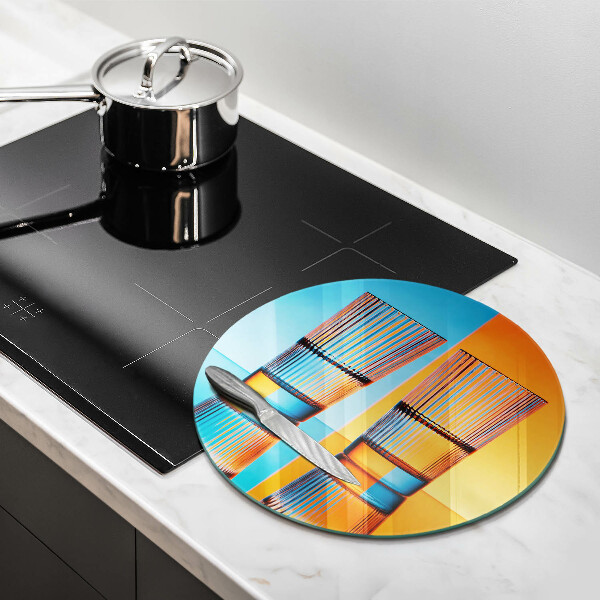 Chopping board glass Two glasses of water