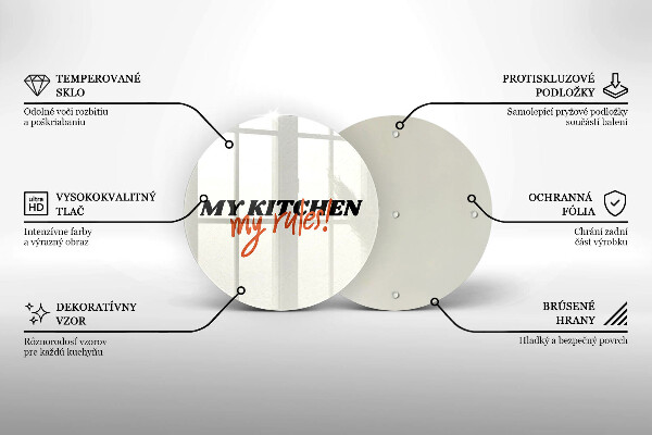 Chopping board glass The inscription My Kitchen My Rules