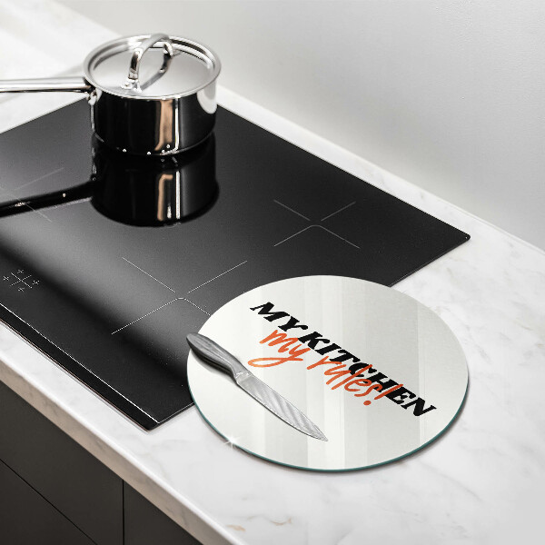 Chopping board glass The inscription My Kitchen My Rules