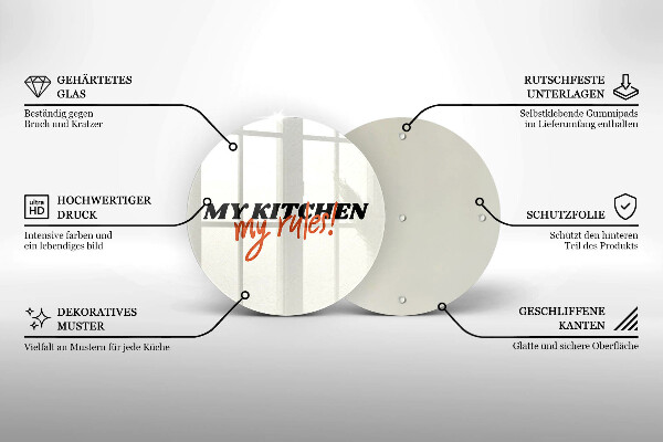 Chopping board glass The inscription My Kitchen My Rules