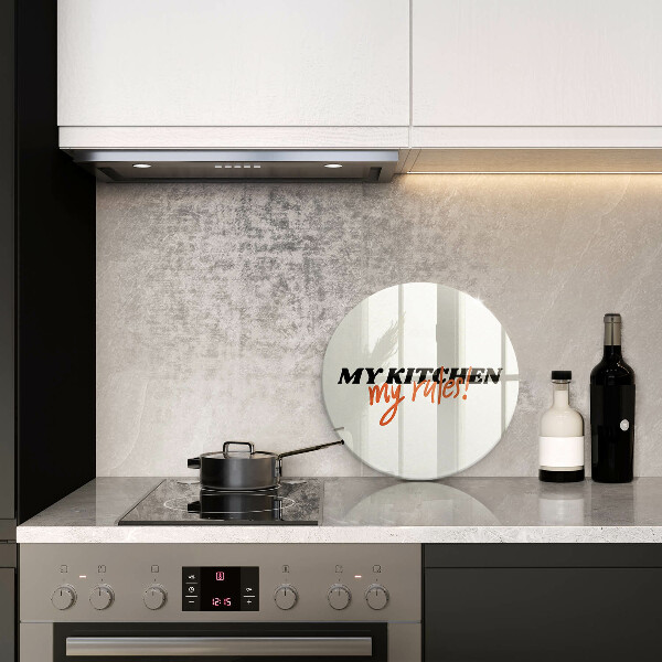 Chopping board glass The inscription My Kitchen My Rules