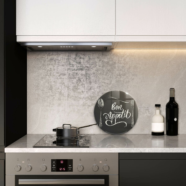 Chopping board glass The inscription Bon Appetit